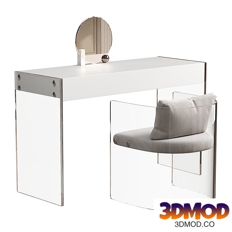 White slate top makeup vanity with a drawer for bedroom