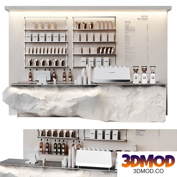 Coffee shop with a natural stone bar