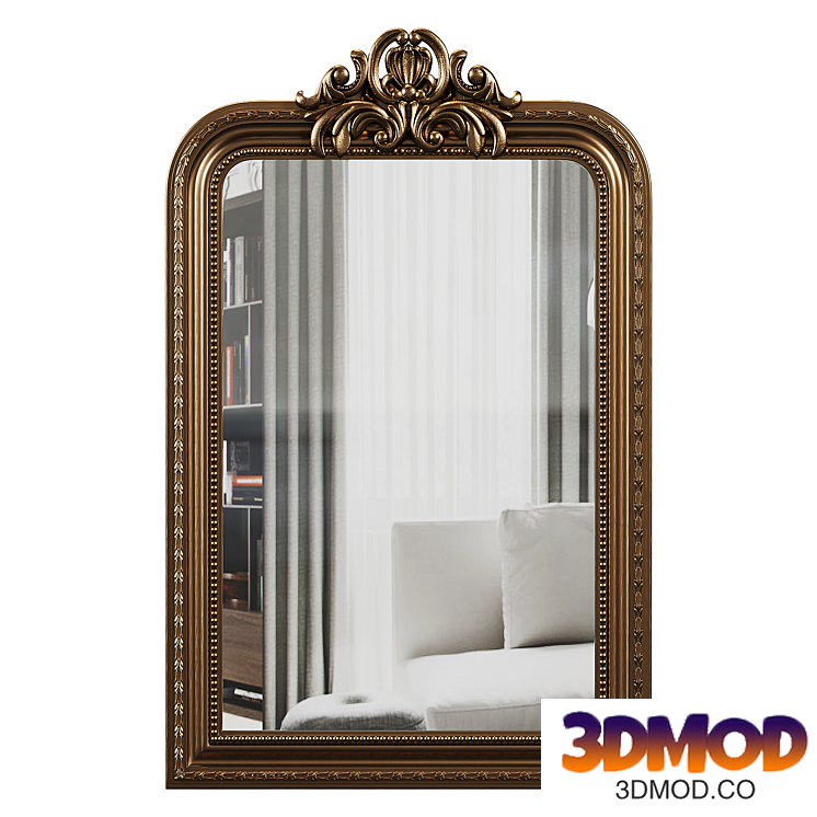 Wall mirror in arched carved gold frame Louvre