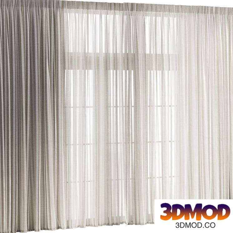 Wide Striped Tulle Curtain