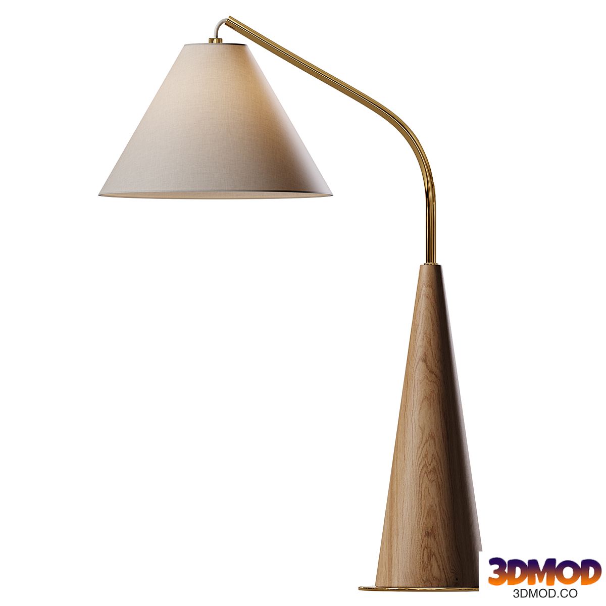 Gibson Metal and Natural Wood Table Lamp
