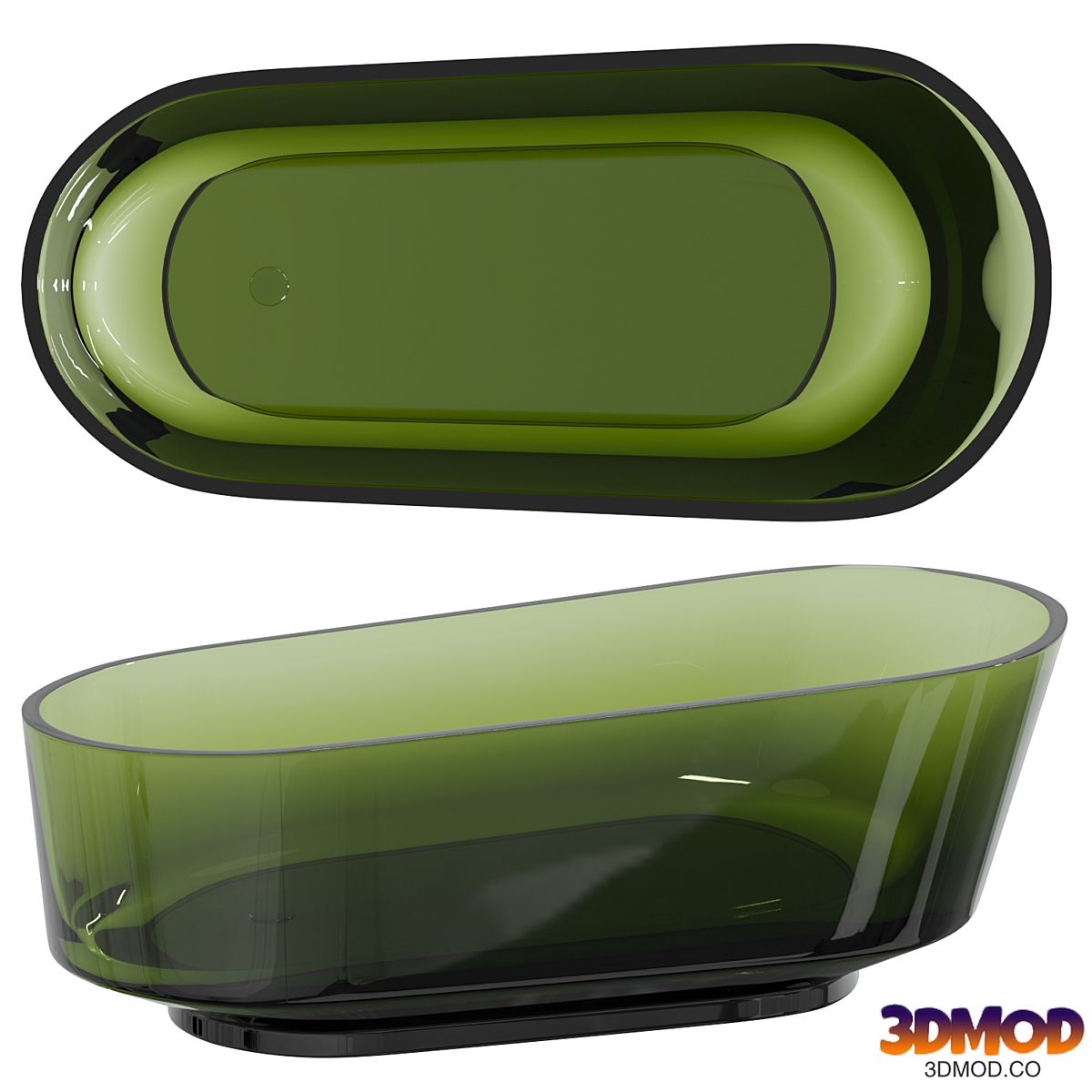 Bathtub made of polyester resin Abber Kristall 170x80 AT9706Emerald Green without hydromassage