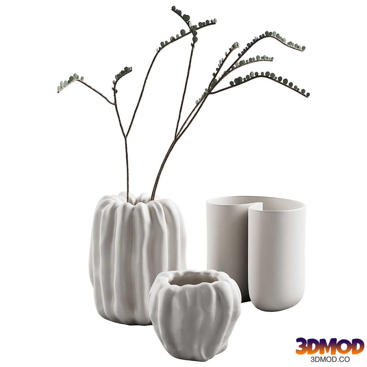 412 decorative vases and pots 07 deformed folded relief vase 06