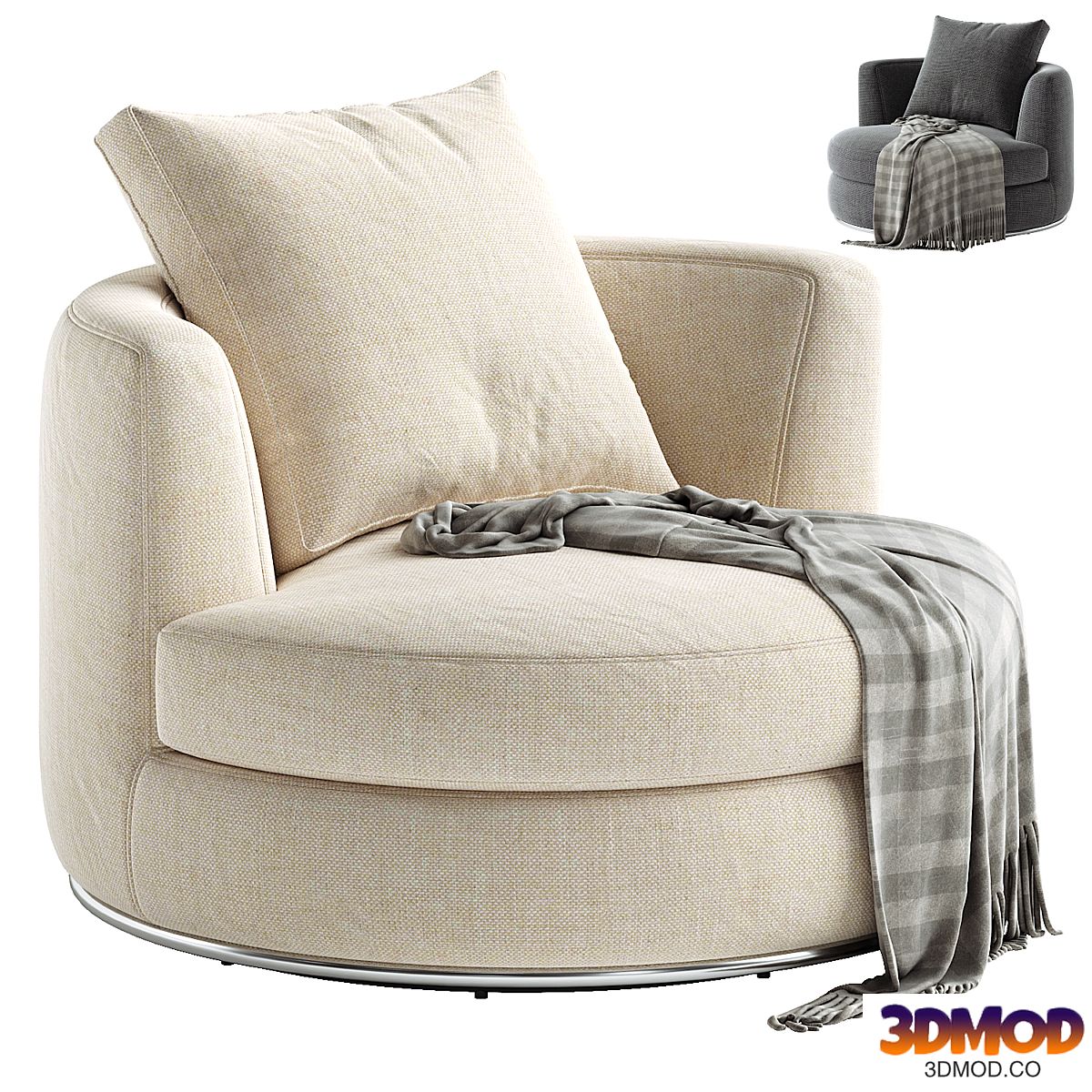 Hamilton Round Performance Fabric Swivel Armchair