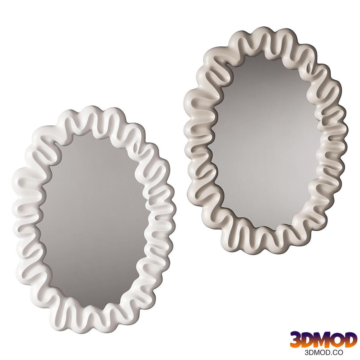 360 sculptural organic Trouva Dribble Mirror White by &klevering
