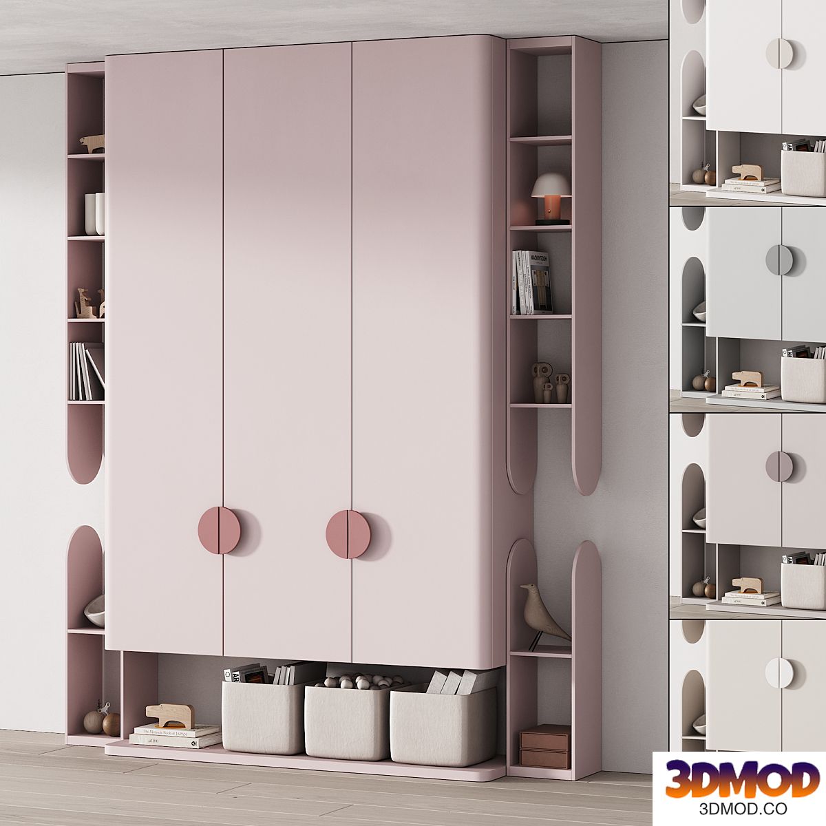 439 furniture for children 03 cupboard with toys and decor in 5 colors