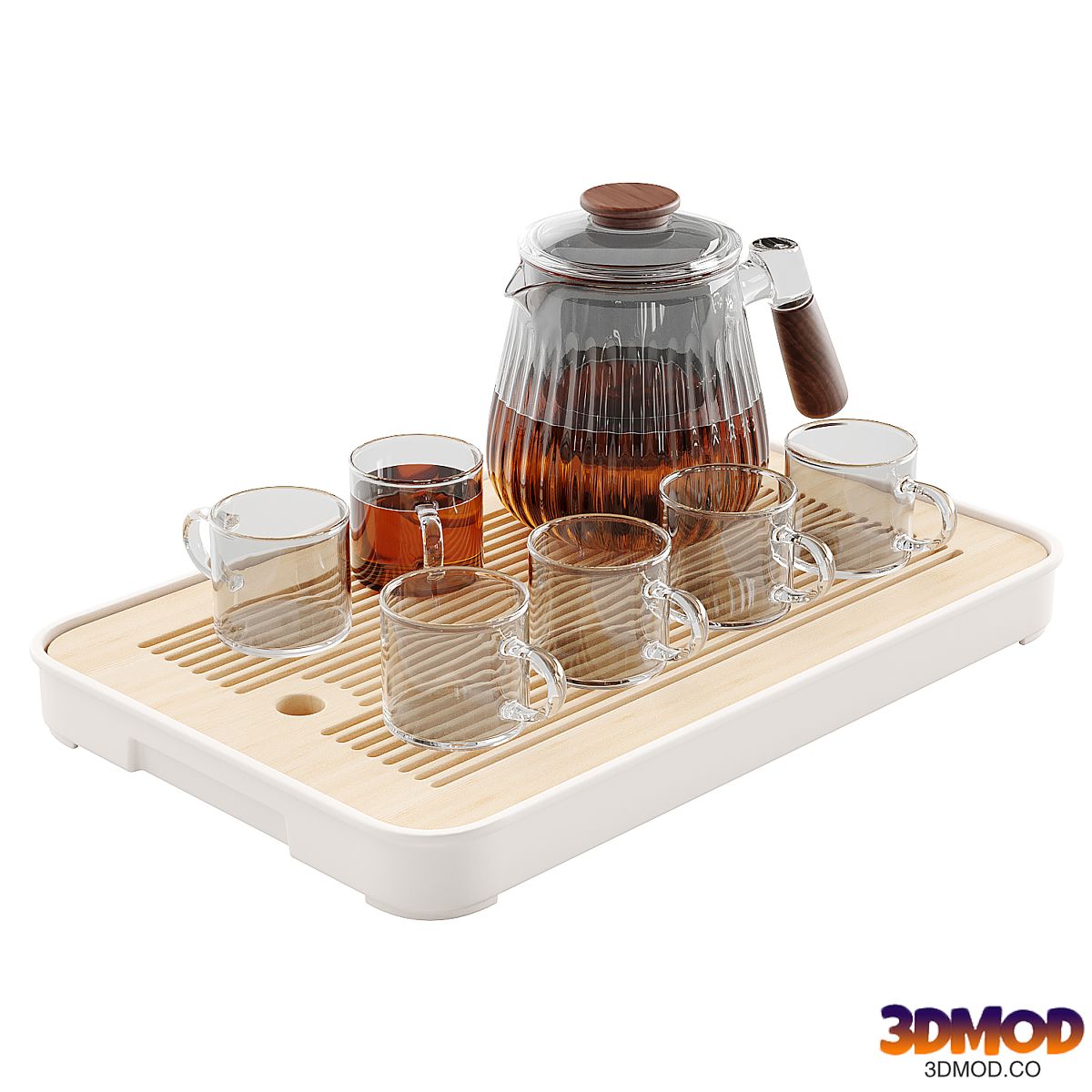 Striped glass teapot (tea set)