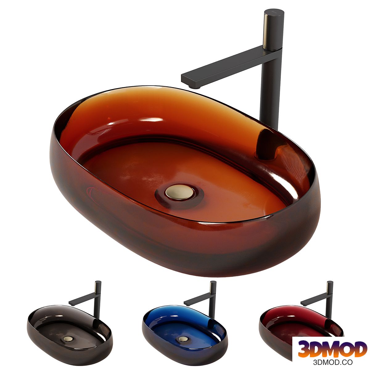 Transparent resin basin with Rea Icon mixer