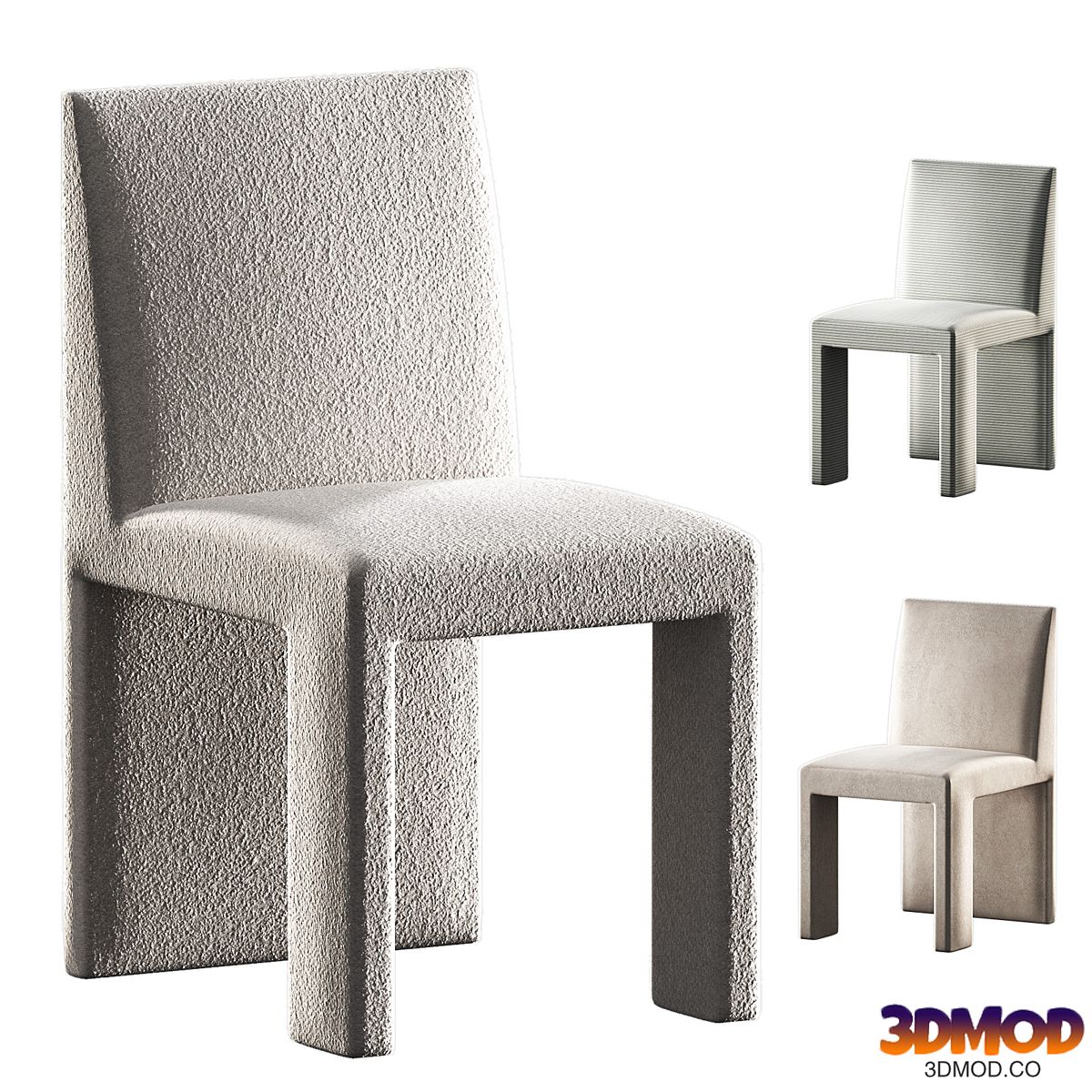 Manner Matter Martin chair. 3 material options - boucle suede and striped fabric.
