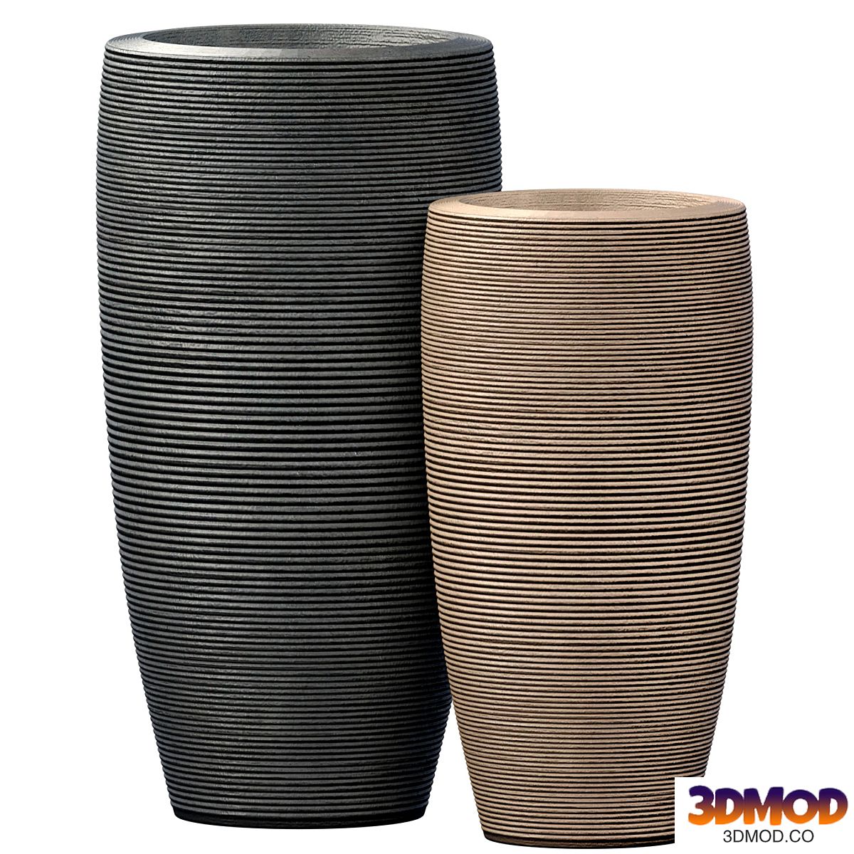 Decorative Contemporary corrugated ceramic floor high vase,Urn, pot, Outdoor planters in a modern style for home decoration.Modern Vases