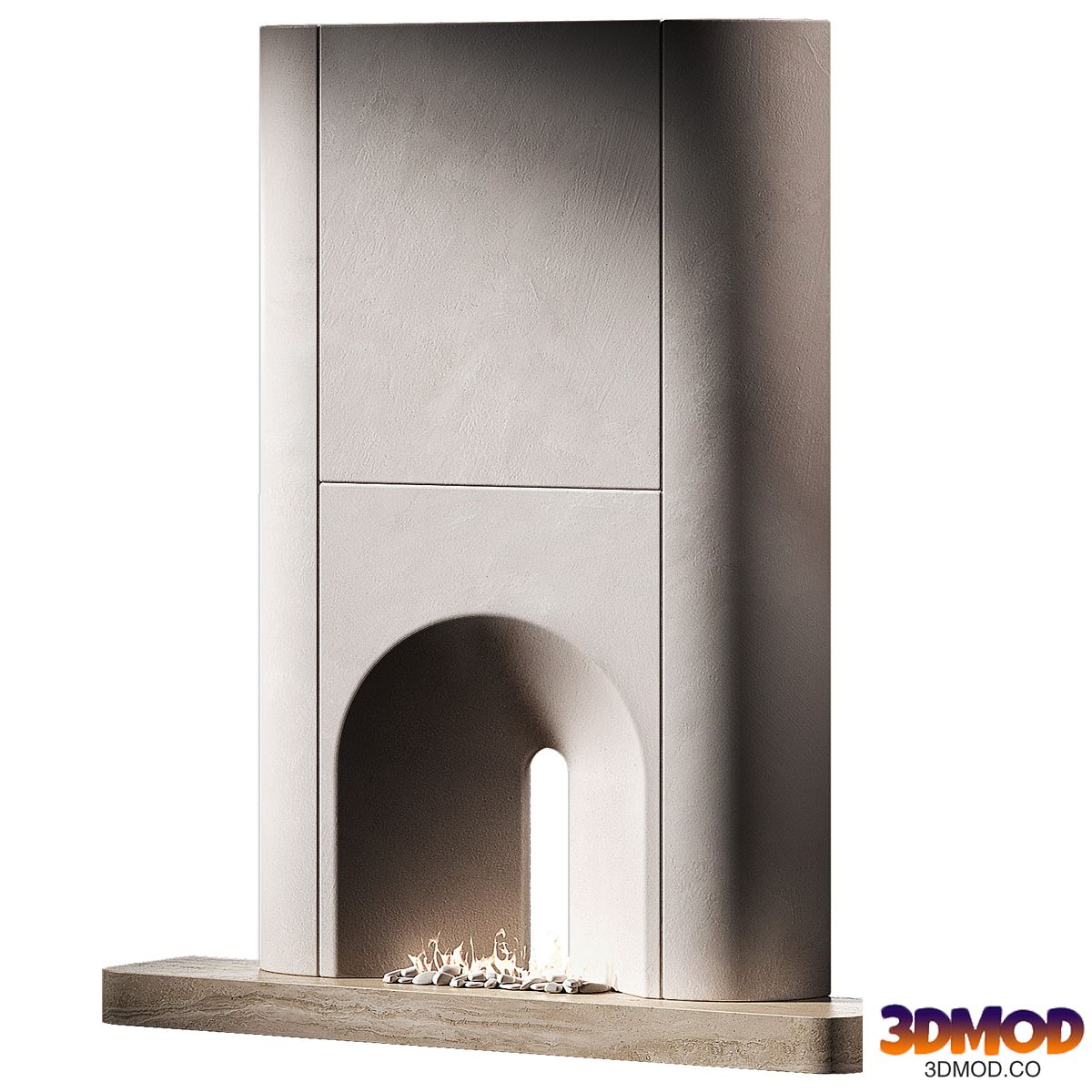 Fireplace. Arched semicircular portal of the hearth area
