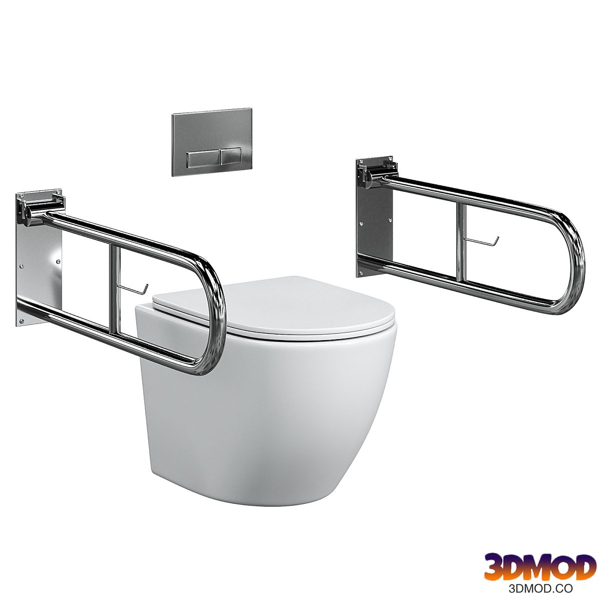 Otobir Handicap Handle Bar Bathroom Toilet with Toilet Paper Holder Brushed Satin Stainless Steel Surface