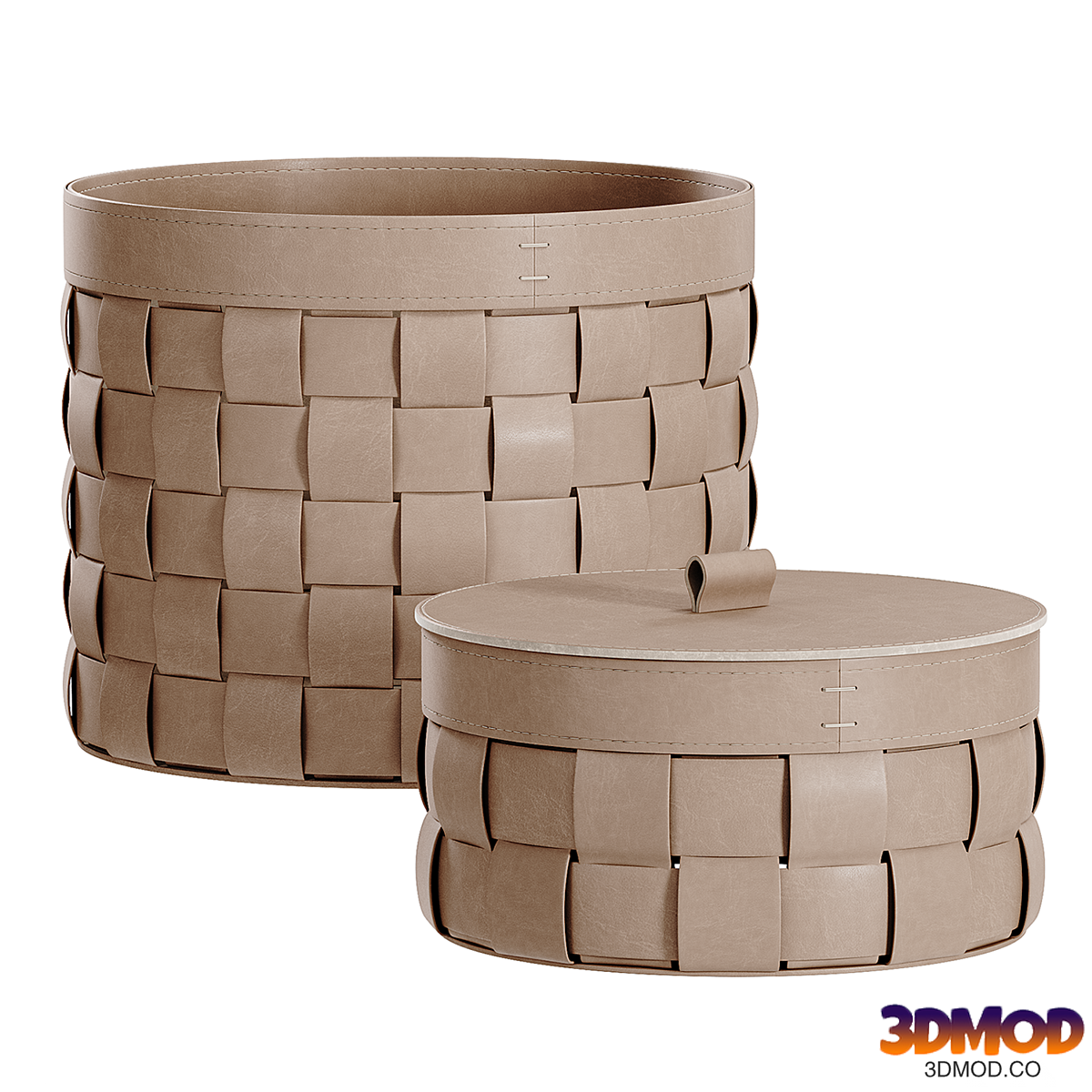 Mondina round leather baskets