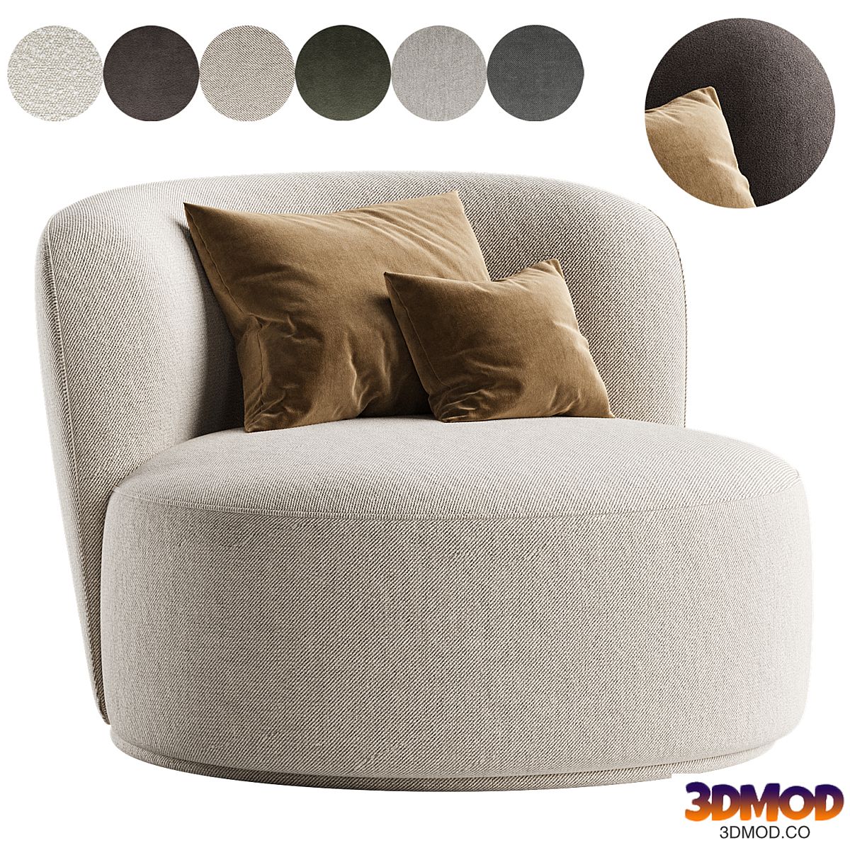 Fickle Cream Boucle Swivel Chair