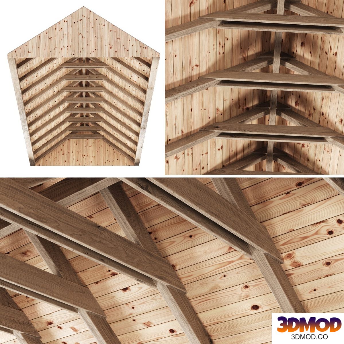 Wooden Ceiling V11 / Wooden Ceiling with Beams