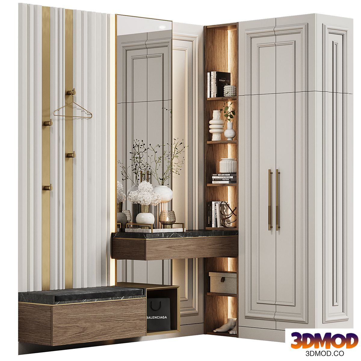 Wardrobe for the hallway in neoclassical style 28