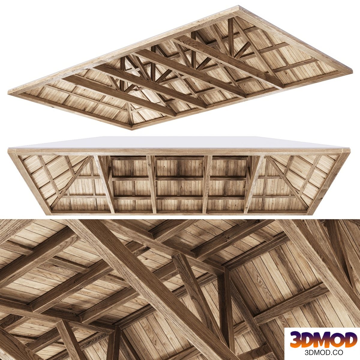 Wooden Ceiling V7 / Wooden Ceiling with Beams