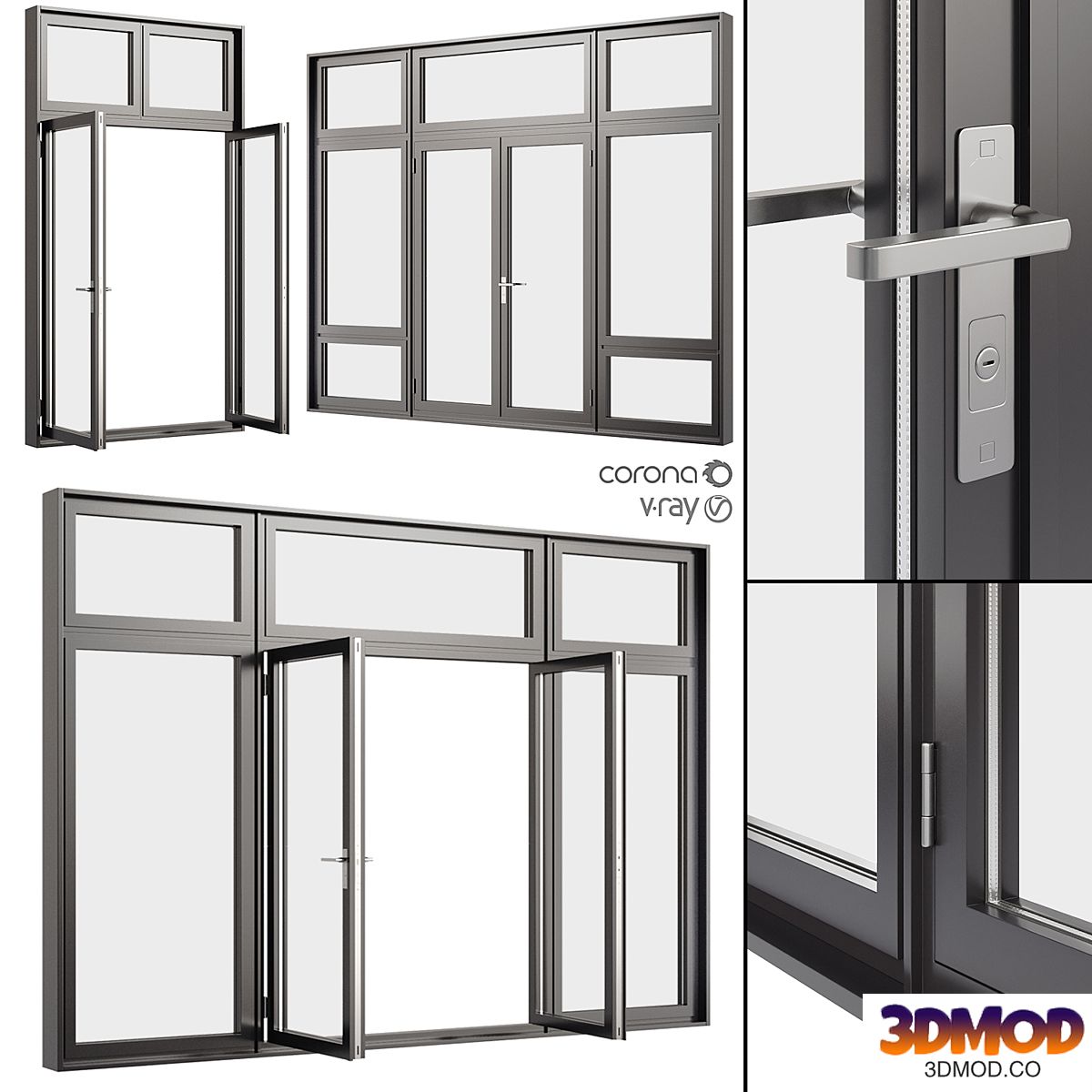 A set of metal windows and doors. Set 2
