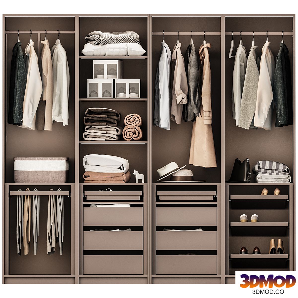 Wardrobe closet with decor clothes