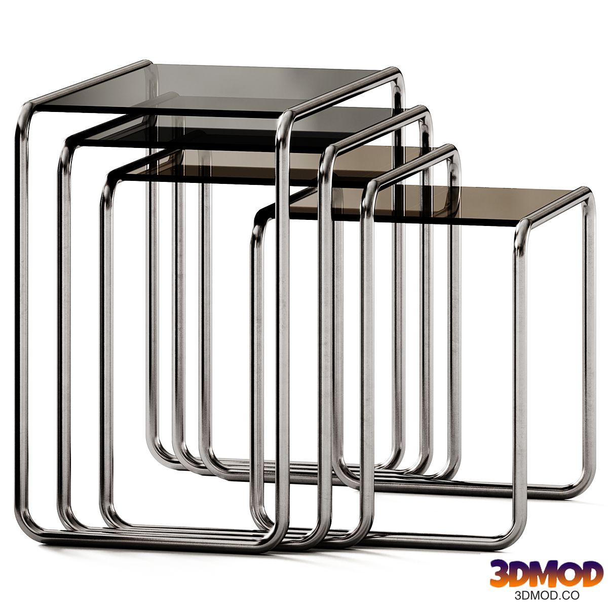 Thonet Set B 9 Steel and Glass Side Table