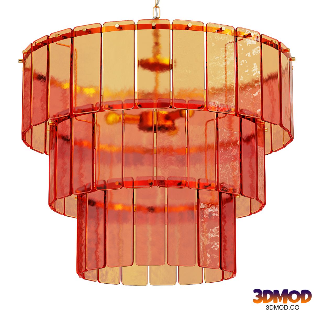 Houseof amber glass three light chandelier