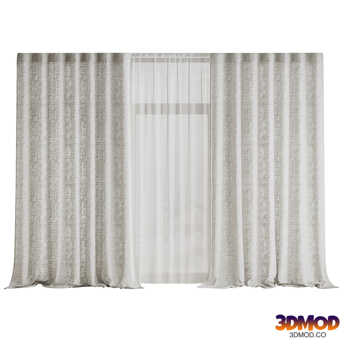 Textured linen curtains with tulle in light colors