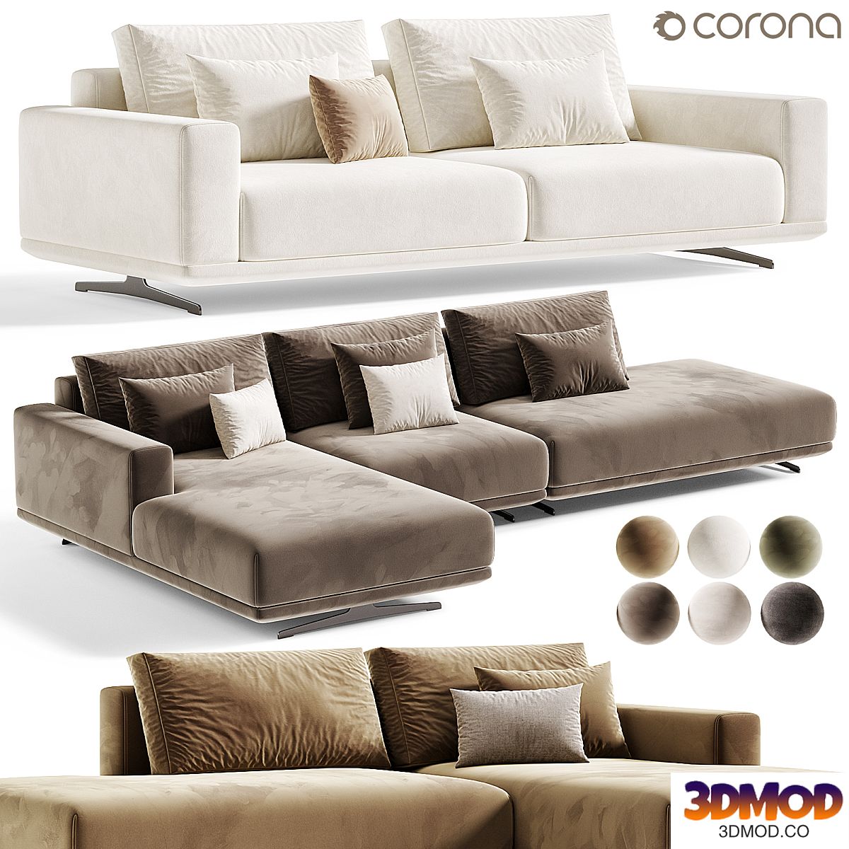 ZILLIS Corner Sofa Set, Modular Sofa