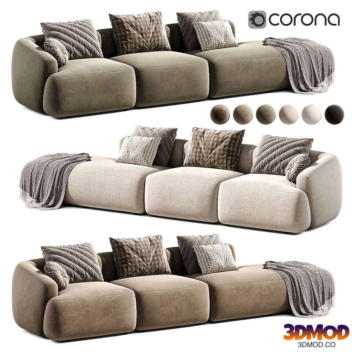 Chaise longue XL componibile in bouclé Sofia