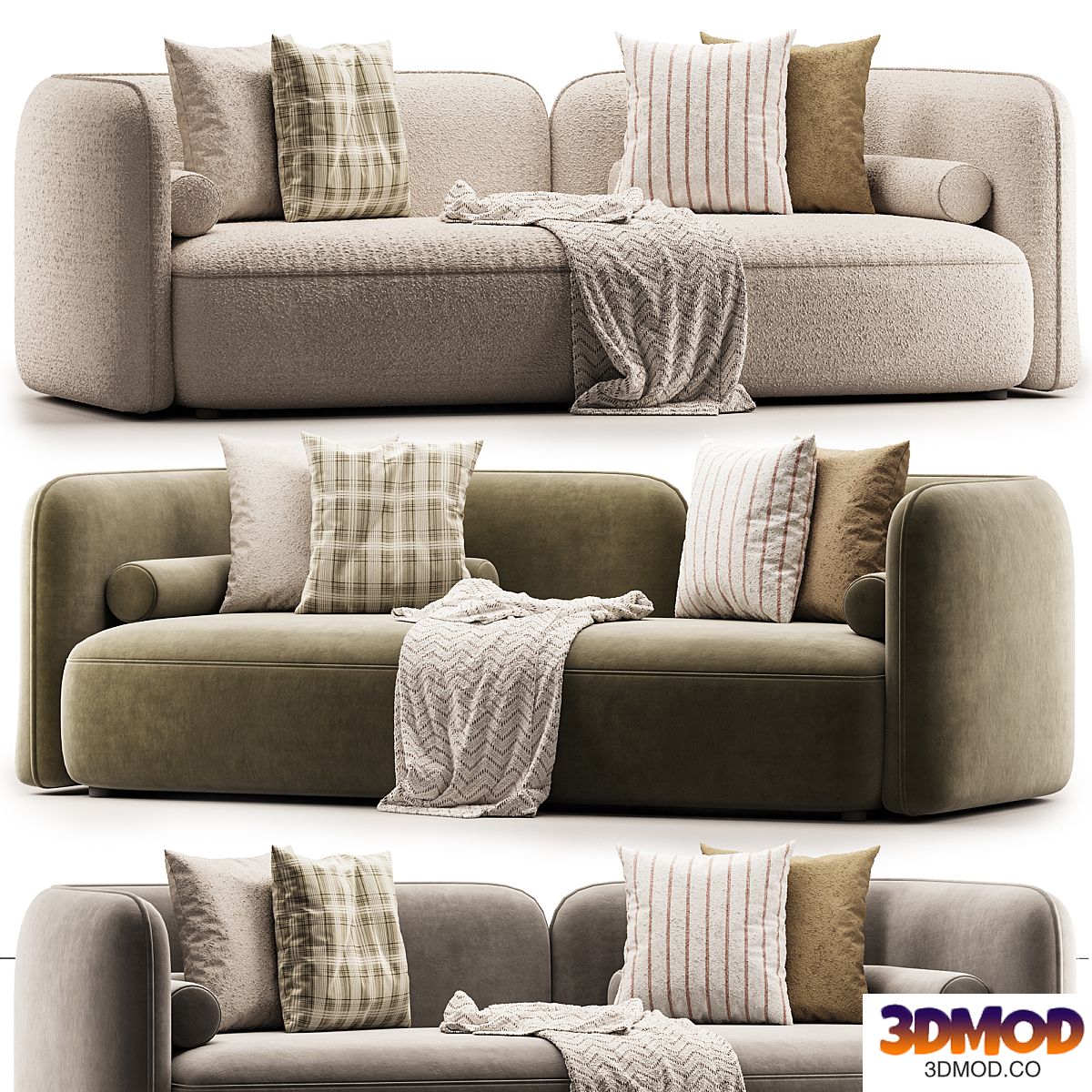 Bodrum Ivory Boucle Curved Sofa