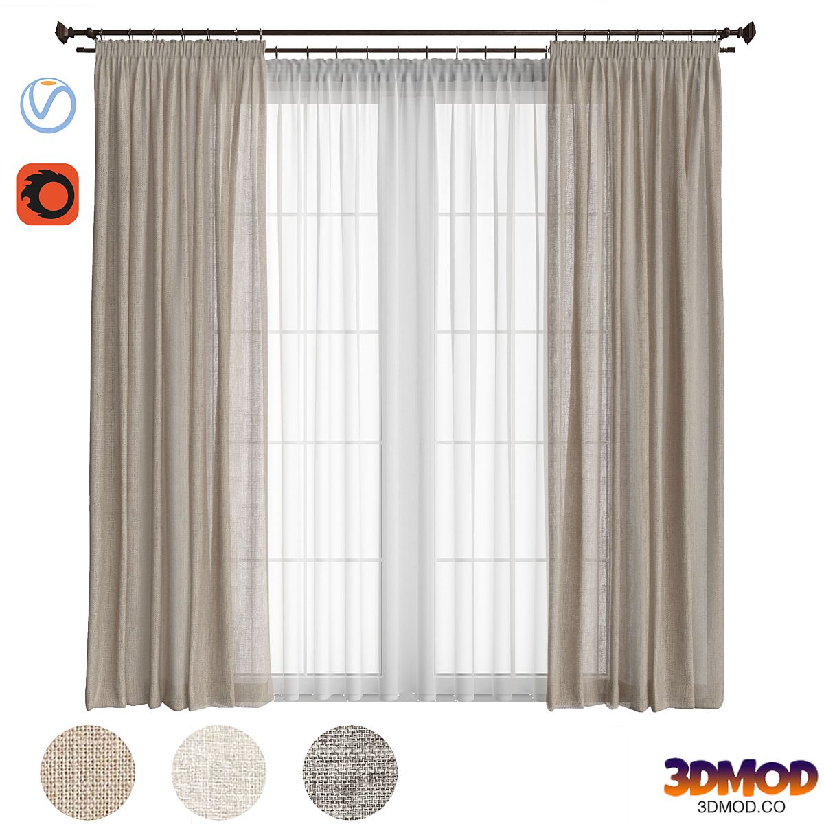 Curtain set 145. Linen