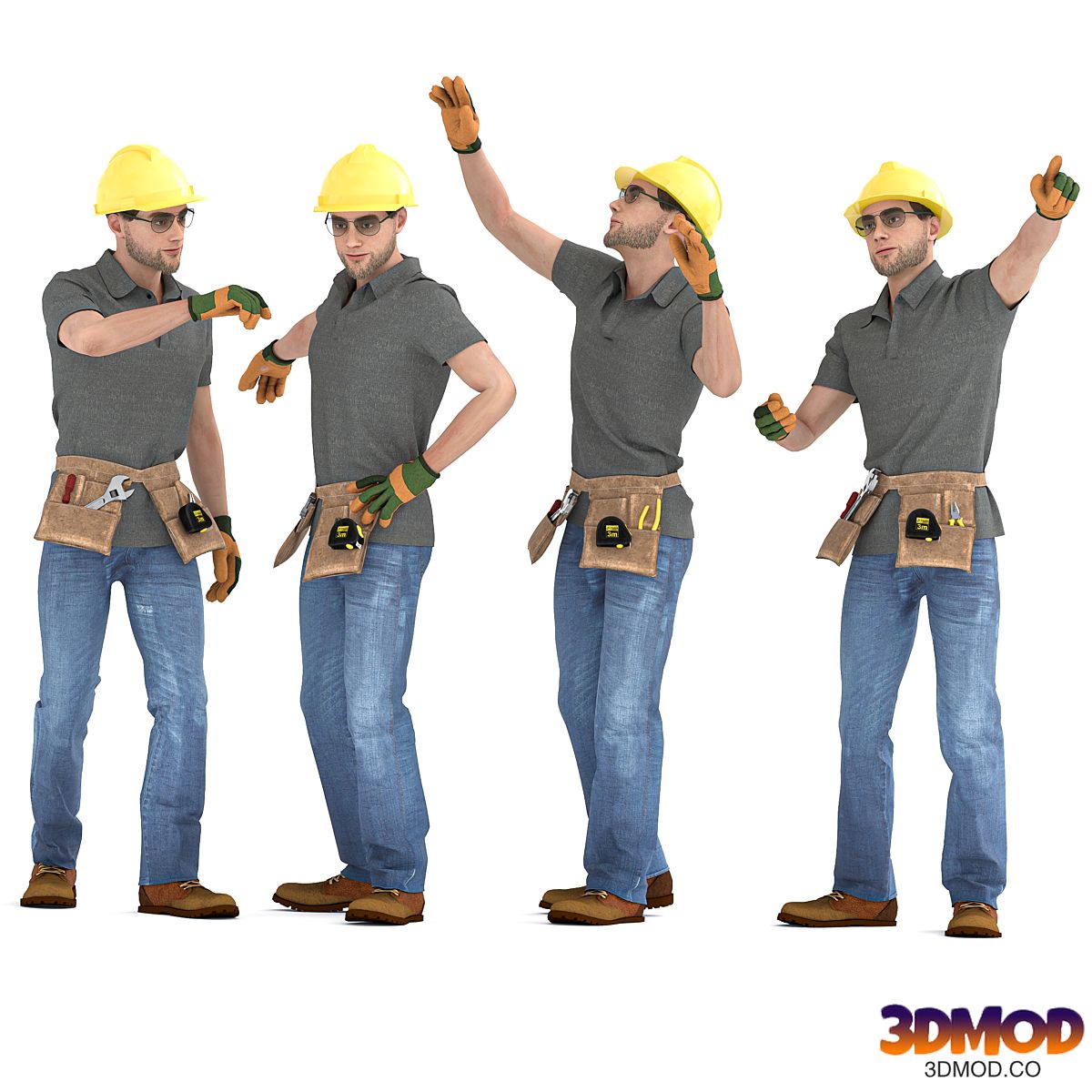 Engineer man with tools 04 poses