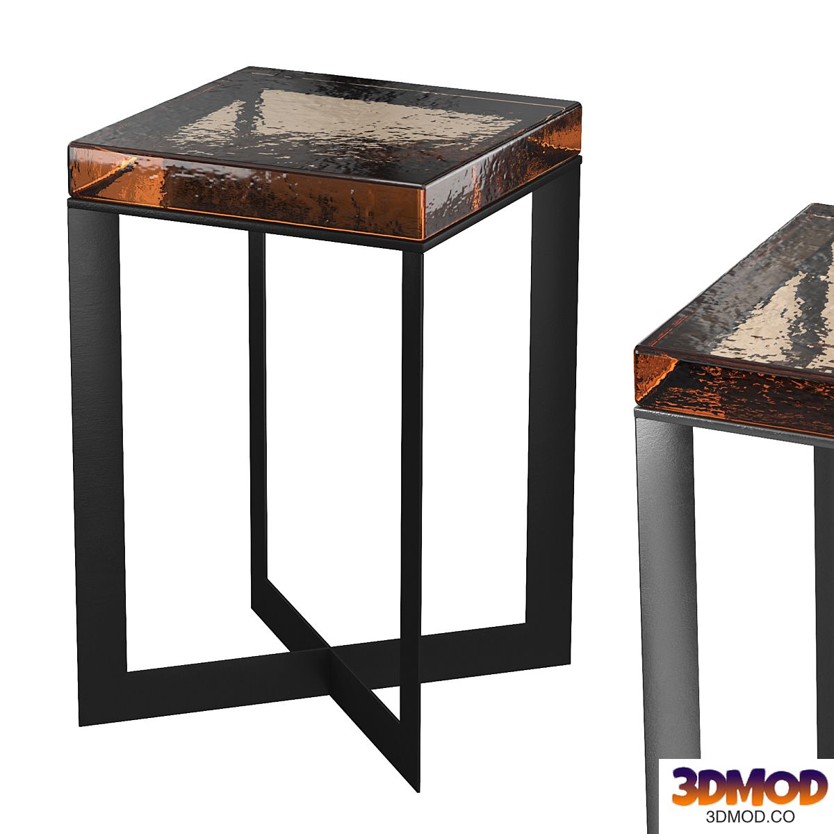 Lennie Amber Cast Glass End Table