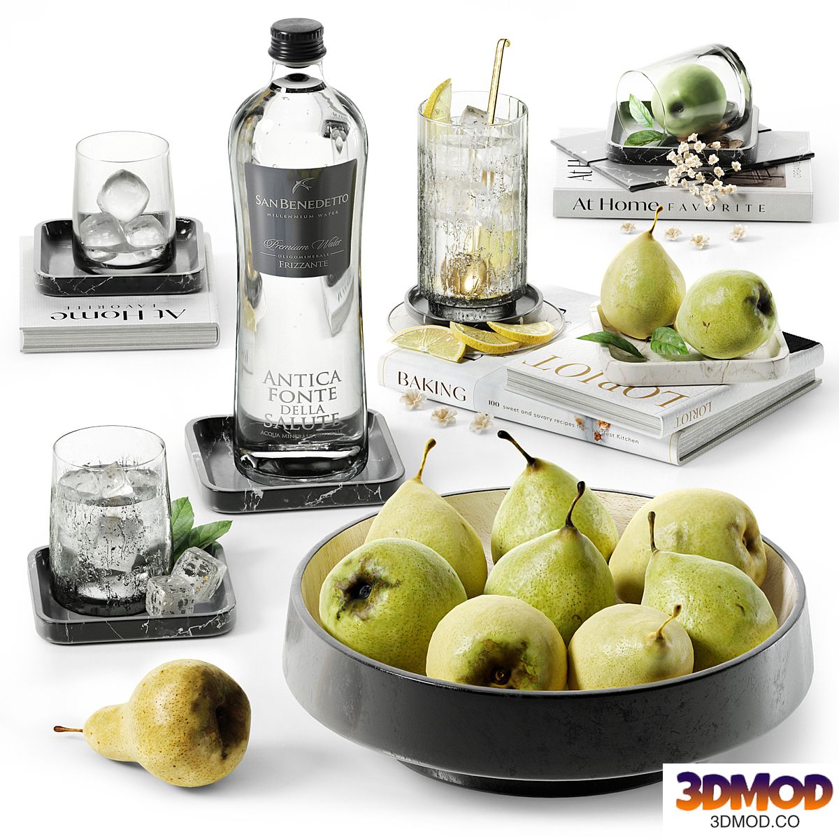 Decor set with water and pears stv005