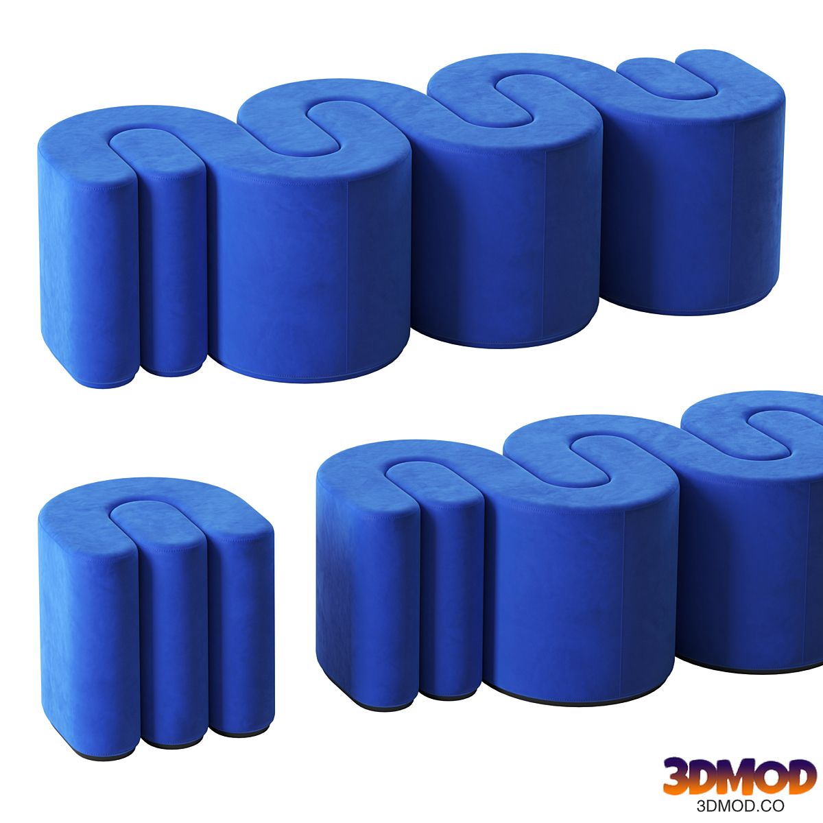 Adel bench and pouf by Baxter