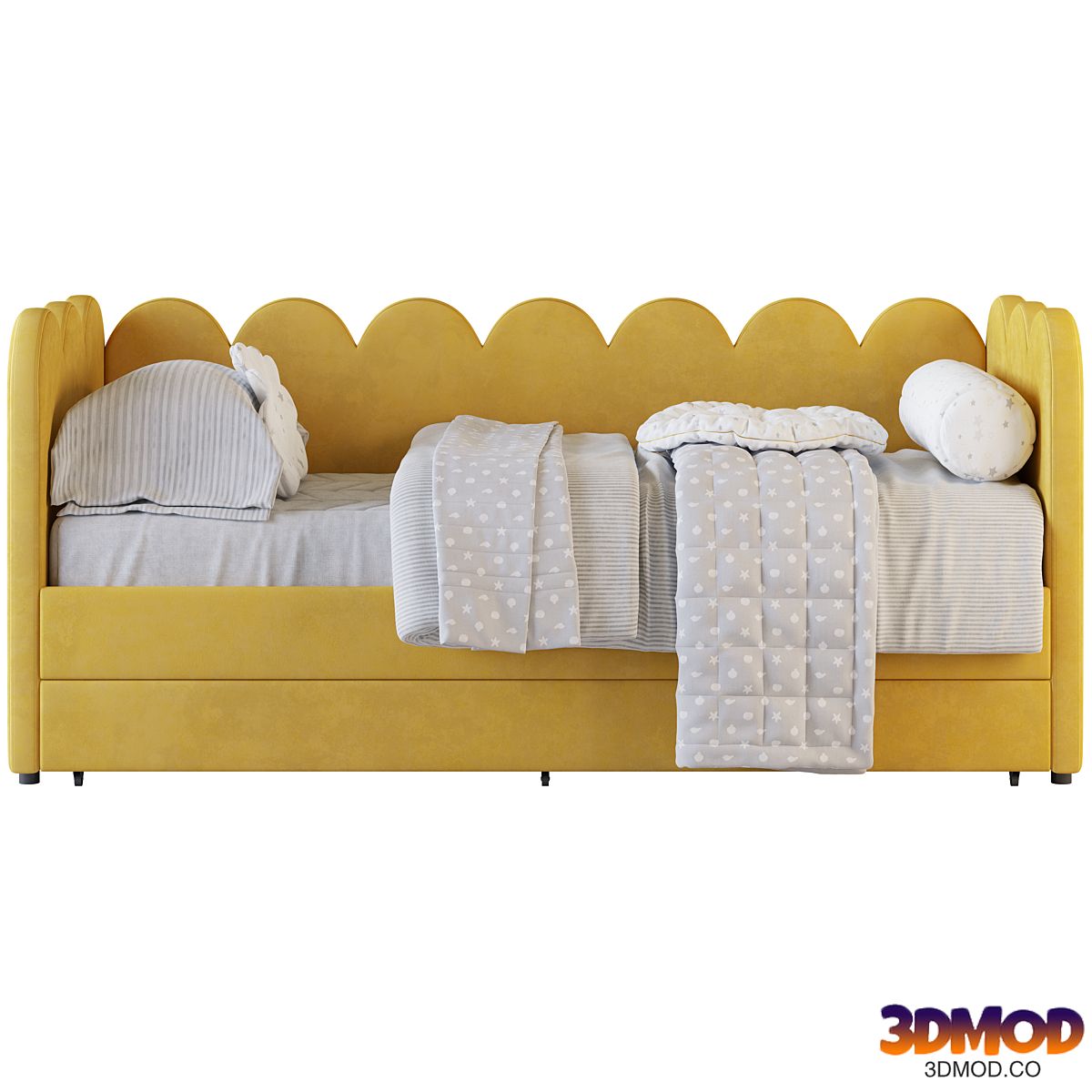 Children's bed Tabby 90 Velvet Yellow