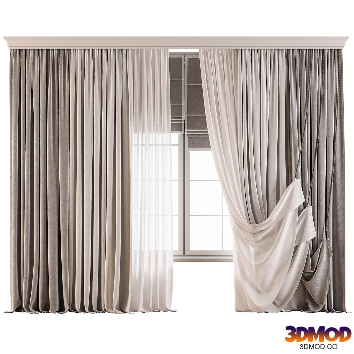 Curtain set with sheer and pleated drapes 67