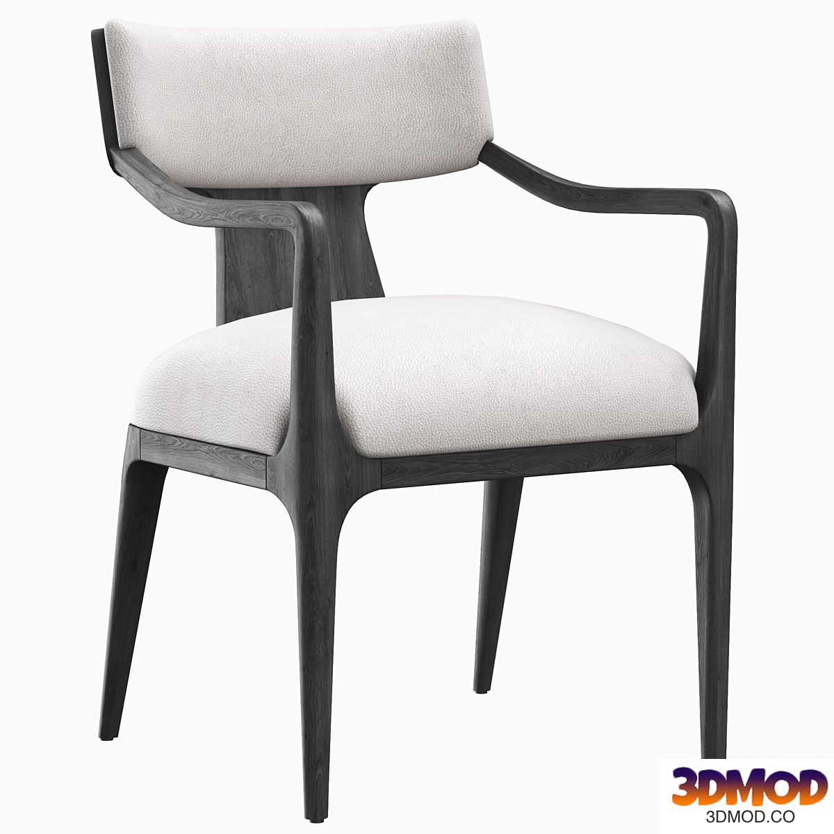 RH Ligne fabric leather dining armchair