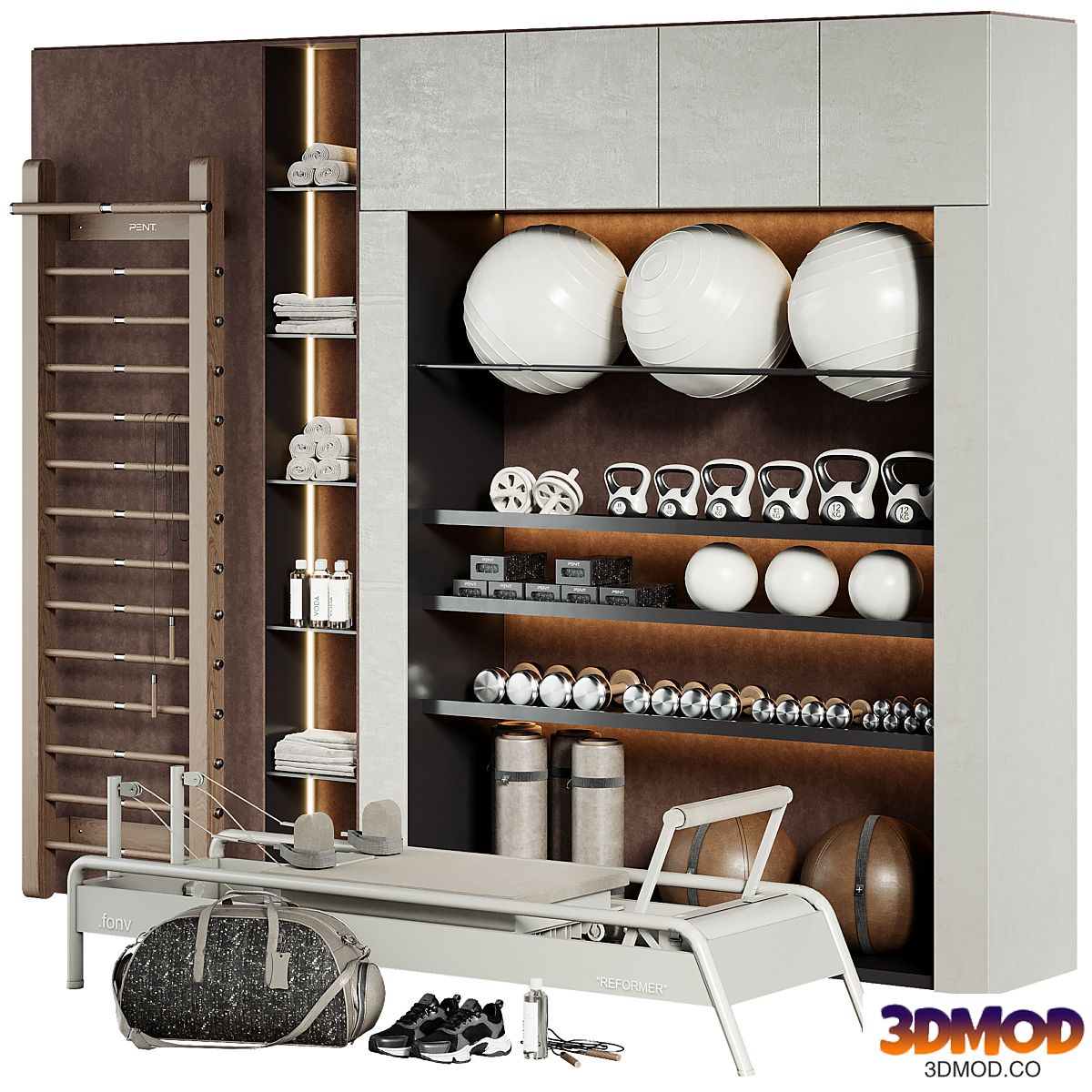 A Rack with Gym Equipment 01