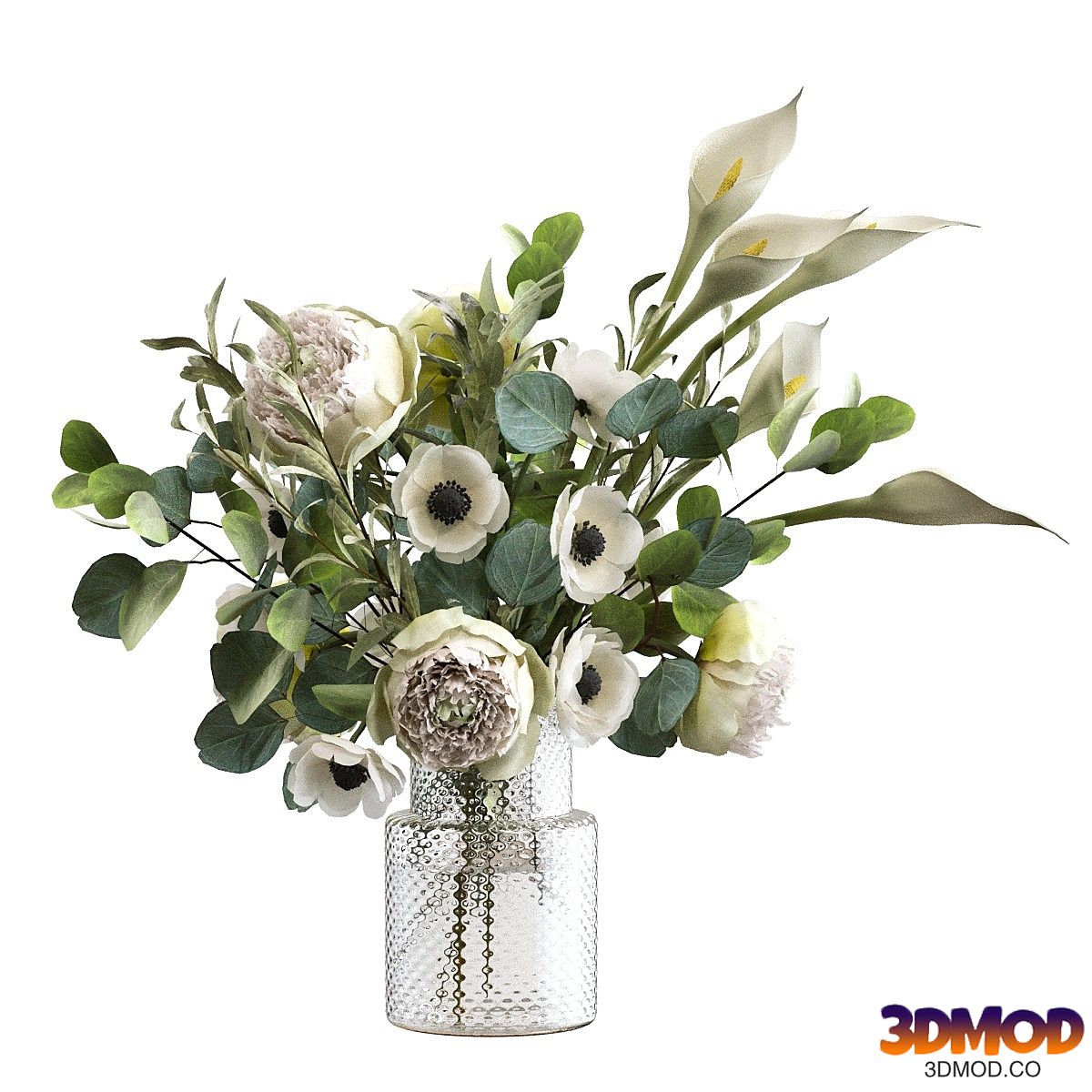 A bouquet of flowers in a vase