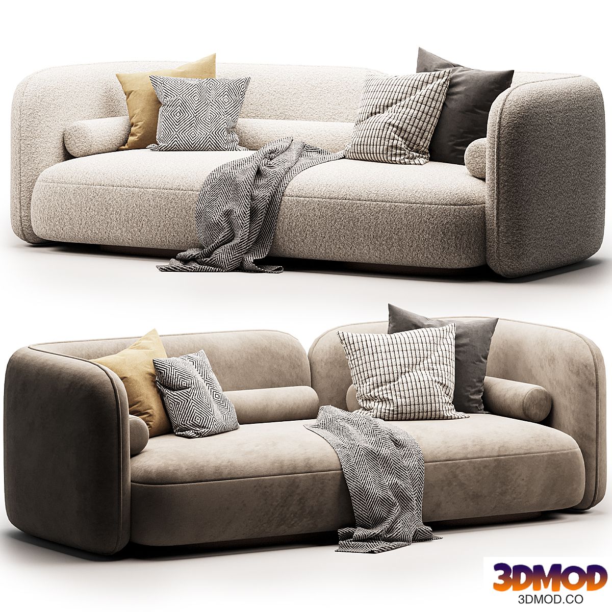 Scandinavian style velvet sofa