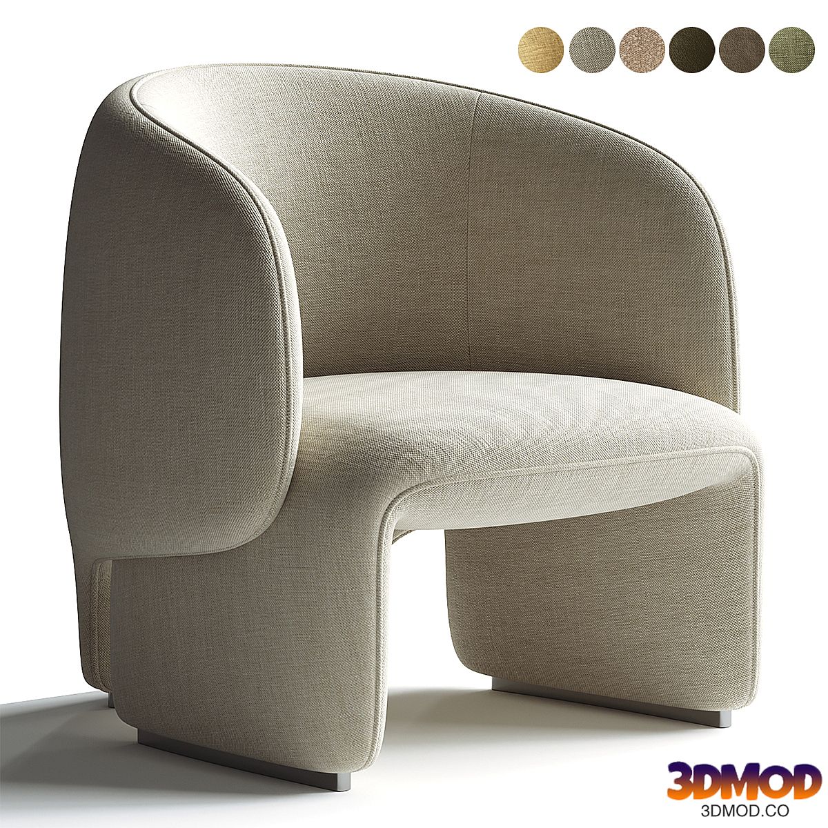 Minimalist Mixed Weave Fabric 1 Seater Sofa ELEPHANT