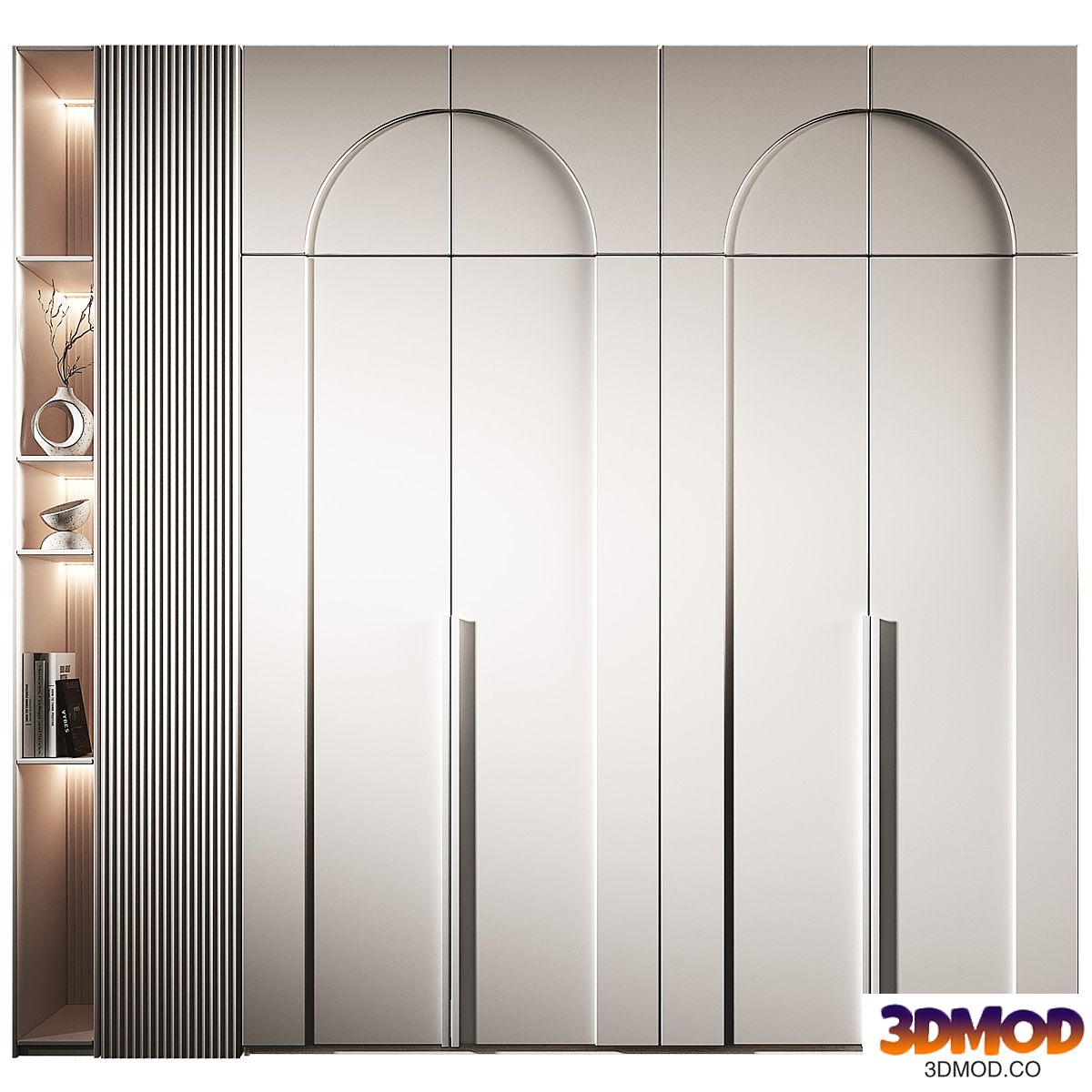 Cabinet furniture. Minimal White Modern Wardrobe set 6