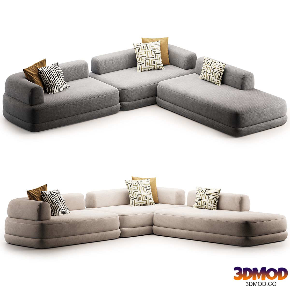 Bumper Sectional Fabric Sofa by Zanotta