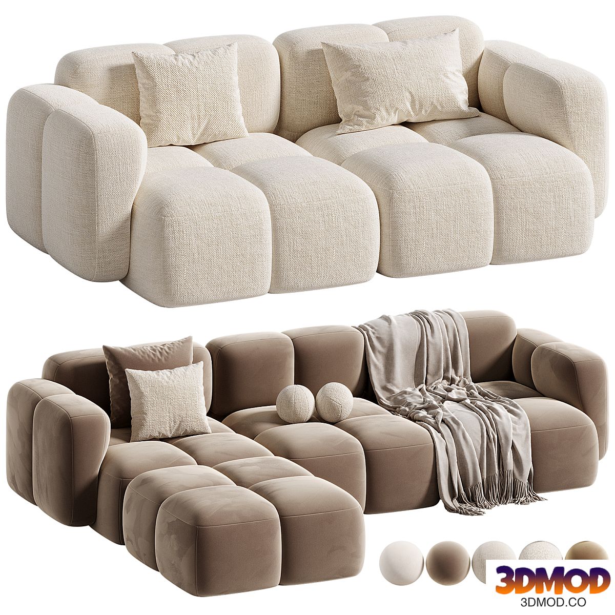 Modular corner sofa Teddy Boucle