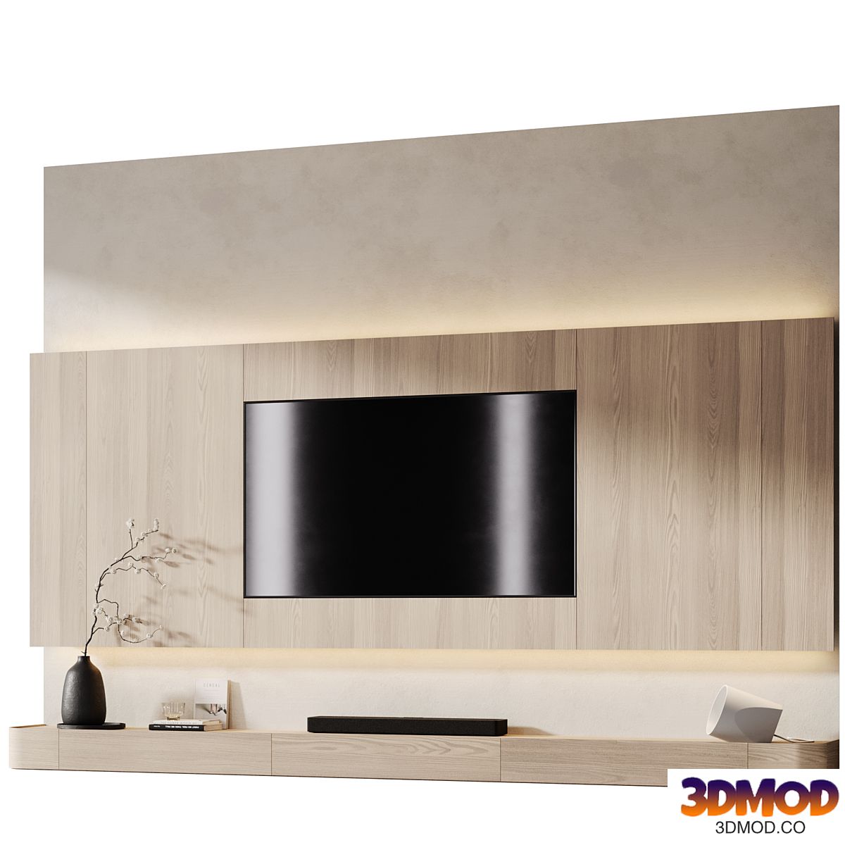 TV wall with soundbar 001