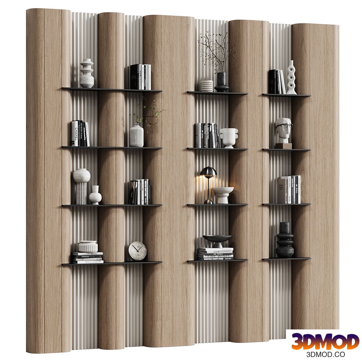 Bookcase in modern minimalist style 08