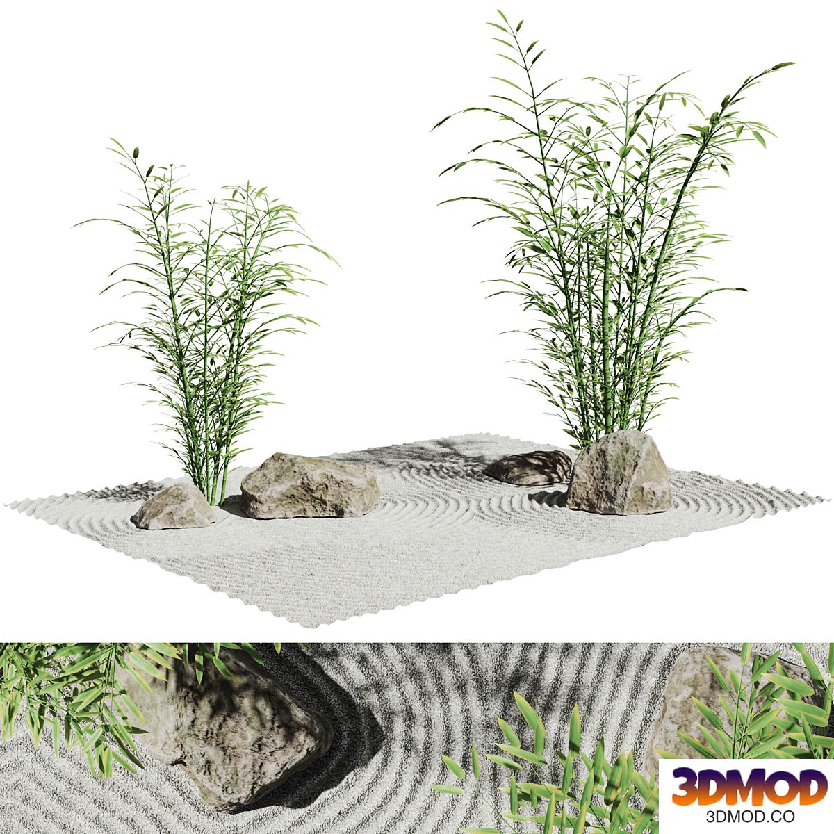 Lowpoly Japanese Rock (Zen) Garden 06 | PBR