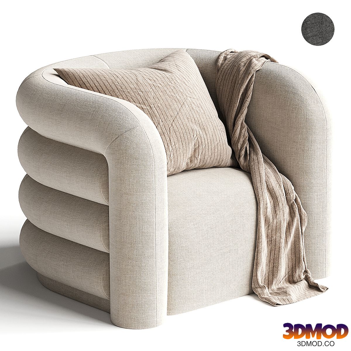 CURVES CREAM VELVET LOUNGE CHAIR