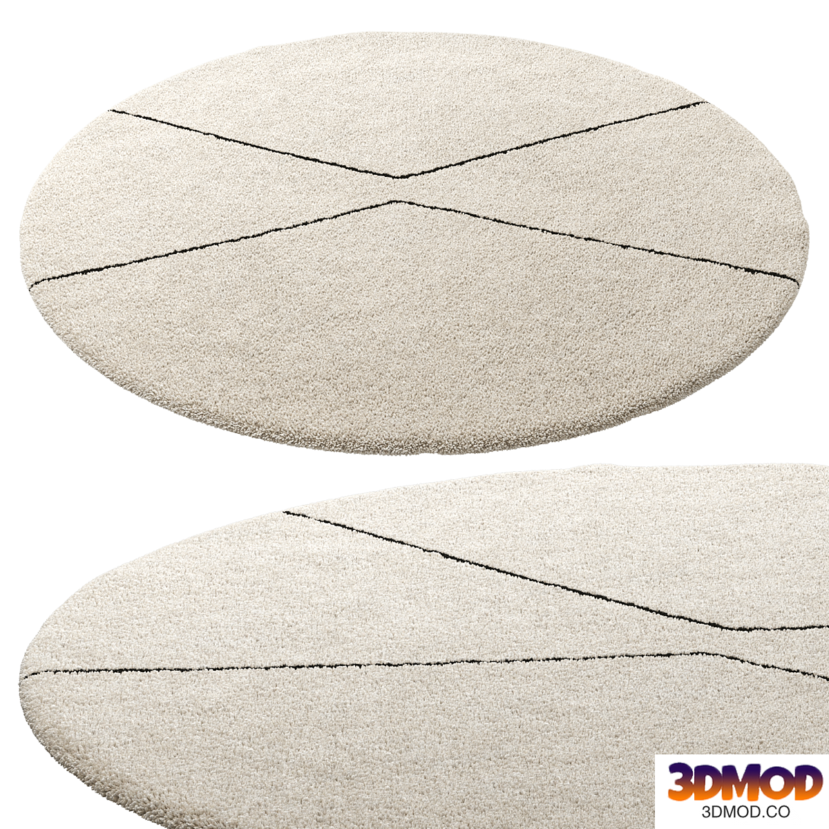 Round Berber style carpet Luna