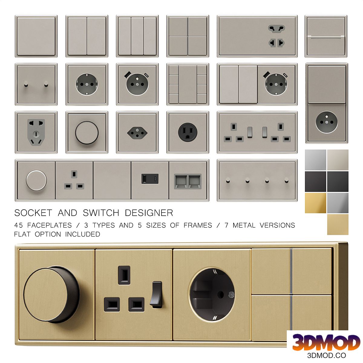 Metal cased sockets and switches
